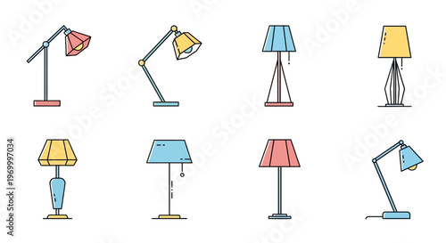 Collection of desk lamps variety.