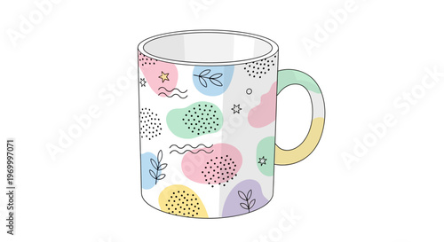 Colorful ceramic tea coffee mug.