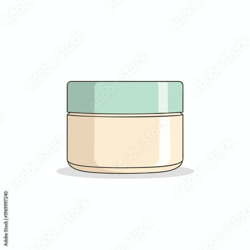 A light beige container with a mint green lid, casting a soft shadow on a white background