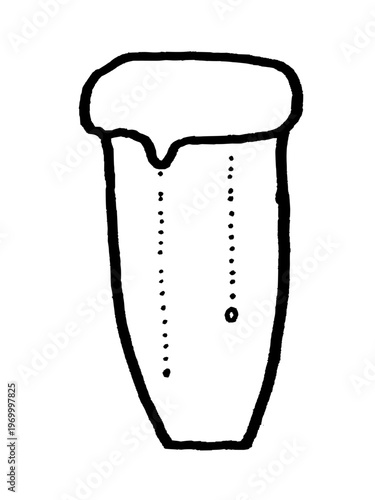 Hand-drawn beer glassware - pint glass. Black doodle style hand drawn object. Simple isolated outline.