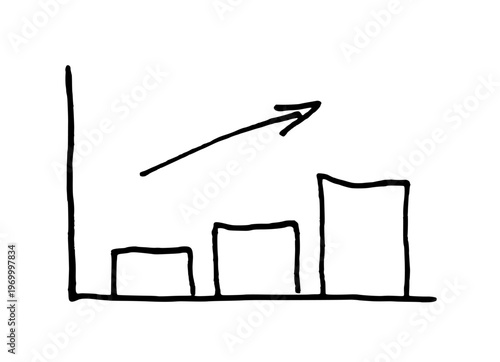 Hand-drawn growth graph. Black doodle style hand drawn object. Simple isolated outline.