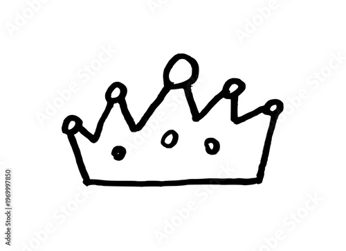 Hand drawn crown doodle. Black doodle style hand-drawn object. Simple isolated outline.