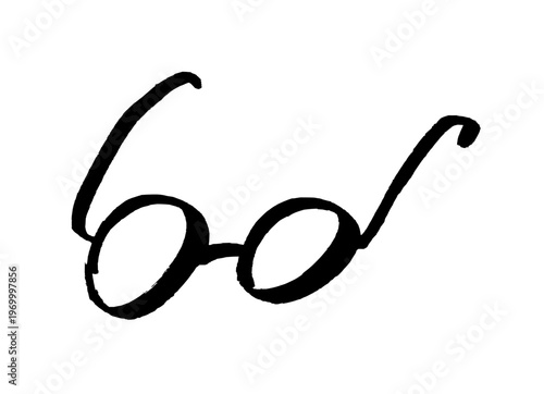 Hand drawn eyeglasses sketch. Black doodle style hand-drawn object. Simple isolated glasses outline.