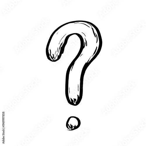 Question mark hand drawn vector sketch. Black doodle style hand-drawn object. Simple isolated outline.