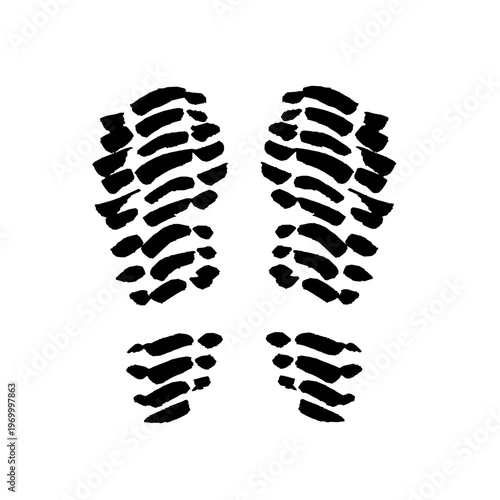 Footprints doodle vector sketch. Black doodle style hand-drawn object. Simple isolated shoe print outline.