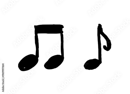 Music notes hand drawn vector sketch. Black doodle style hand-drawn object. Simple isolated outline.