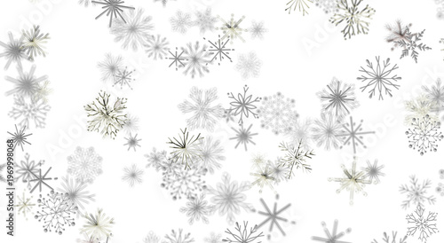 Falling snowflakes on a whi...