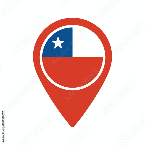 Chile, location pin icon with national flag design, symbolizing geography, travel destination, map navigation, and country identity in modern vector style.