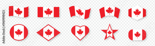 Canada national flag isolated on white background, official red and white colors with maple leaf, flat vector illustration for banner, news and events design