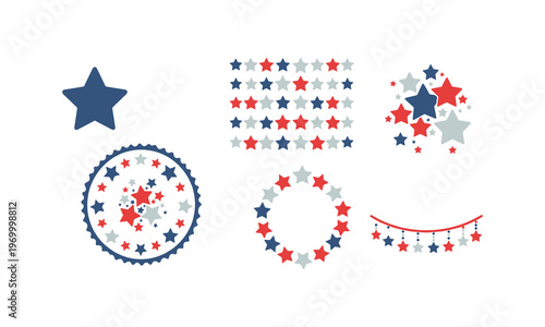 Creative pixelated star designs in various decorative arrangements