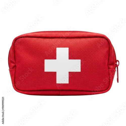 Red first aid kit isolated on transparent background