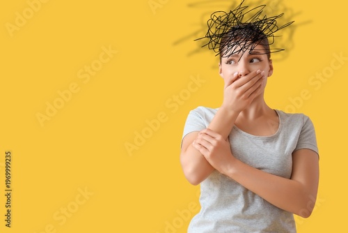 Portrait of worried young w...