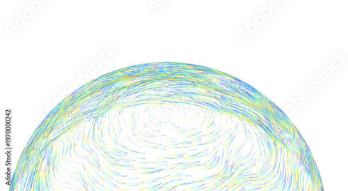 Abstract colorful sphere with lines on a white background, perfect for modern and tech designs.