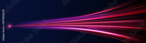 Neon lines stretch across a futuristic road scene. Glowing gradients enhance depth and perspective. Motion creates a sense of acceleration.