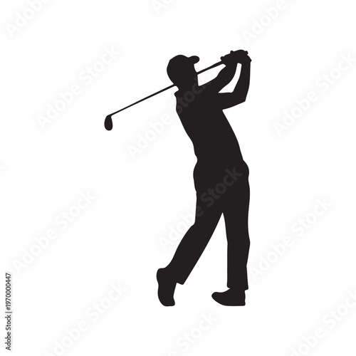 Male golf player silhouette vector flat illustration design
