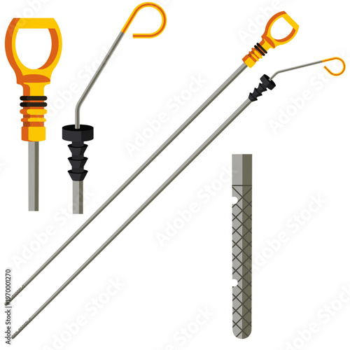 Engine oil dipstick, checking oil level.