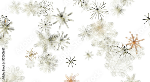 Abstract and elegant snowflake pattern on a white background, perfect for winter designs and seasona