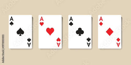 Four aces playing cards spades hearts clubs and diamonds