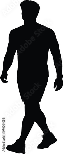 Silhouettes of man and woman running and dancing group illustration artwork