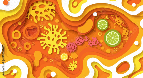 Virus Cells Under Microscope View.