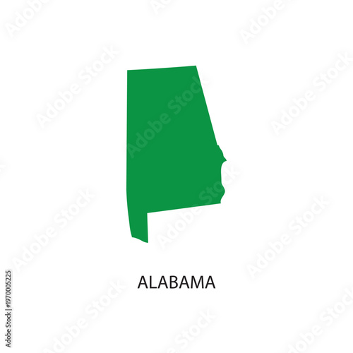 Outline map of Alabama state in the United States of America with the label ALABAMA