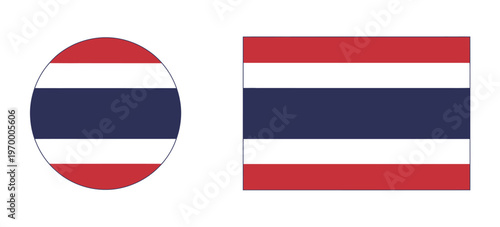 Flag of Thailand, distinctive tricolor horizontal stripes of red, white, and blue, representing the Thai nation, religion, and monarchy, widely used in maps, infographics, and educational materials.