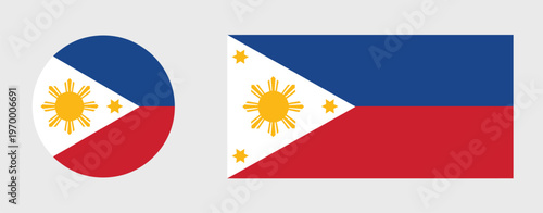 Flag of the Philippines, distinctive red, blue, and white design with golden sun and stars, representing courage, peace, and unity, widely used in maps, educational materials, and national celebration