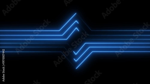 Futuristic neon blue geometric pattern seamless loop animation background dynamic glowing lines abstract modern technology digital