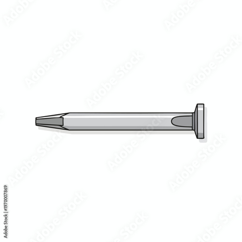 A simplified graphic illustration of a silver hex socket screwdriver bit with a flared end