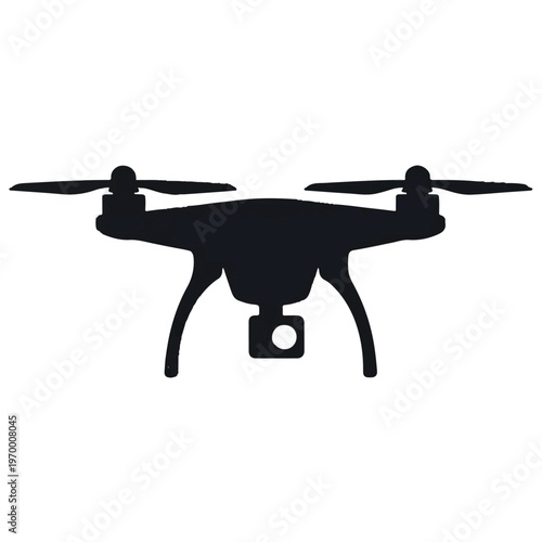 Black Silhouette of a Camera Drone aerial flight