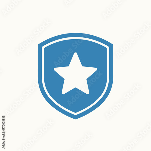 Premium quality protection shield vector icon with a prominent star symbol, representing security, reliability, and excellence for various digital applications