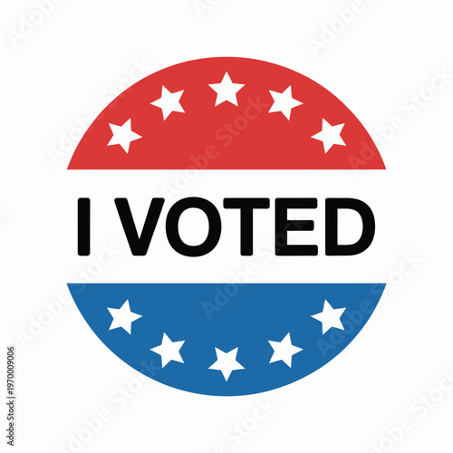I voted sticker vector, patriotic design with bold text and checkmark, symbolizing civic participation, election day, and democratic engagement, perfect for social media, posters, 