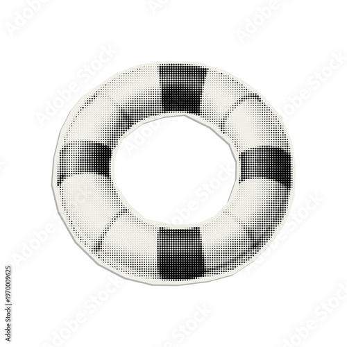 Vector lifebuoy. Trendy retro cut out element with a halftone effect for collage, poster, banner, cover design.