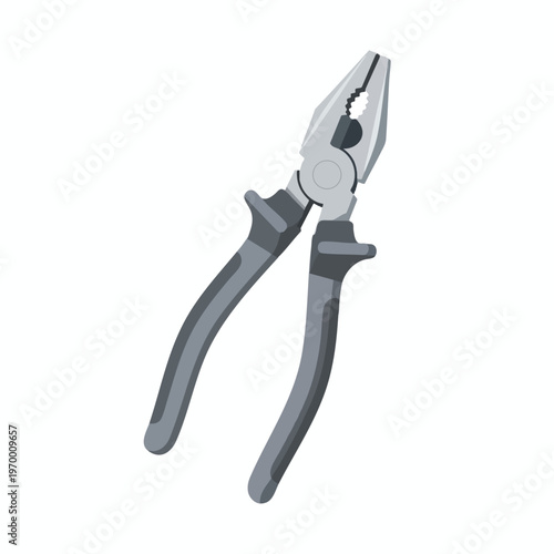 Flat vector illustration of combination pliers with textured jaws and grey handles