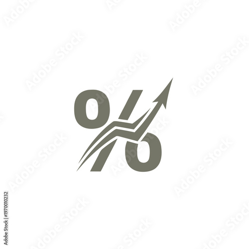 Percentage increase icon with upward trending arrow symbolizing financial growth and success