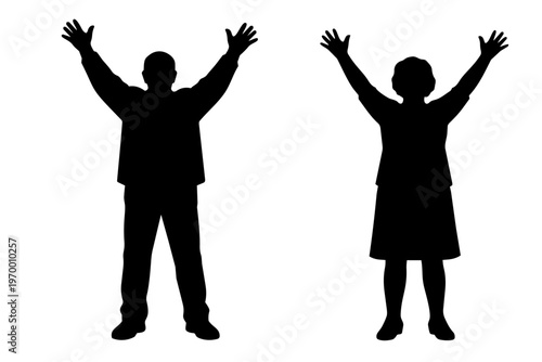 Senior man and woman celebrating with raised arms silhouette, happy elderly people concept


万歳して喜ぶ高齢男女のシルエット シニアの喜びと成功イメージ