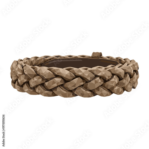 Elegant braided belt with intricate design isolated on a white background, showcasing detailed craftsmanship and rich texture