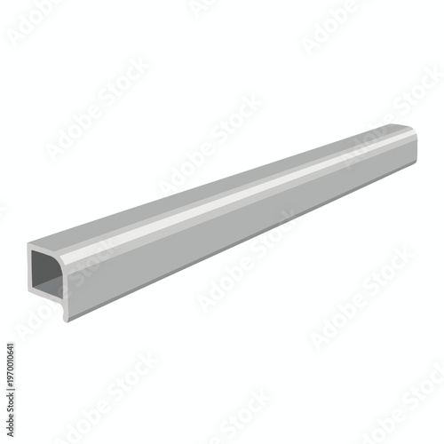 A plain, unadorned, metallic U-shaped channel extrusion is shown