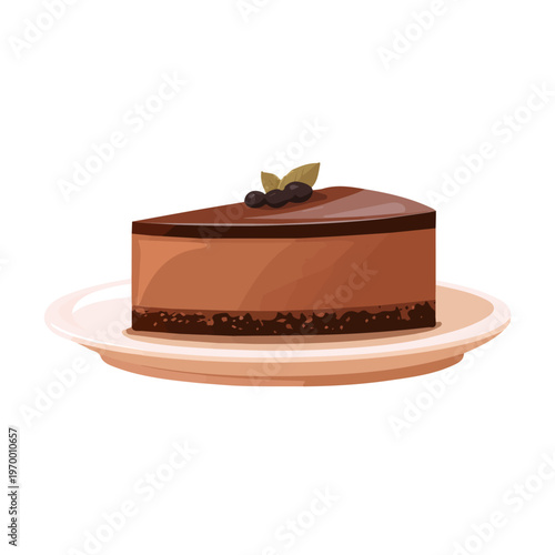 Flat-design 2D vector artwork of a Chocolate Mousse Cake, styled as an icon and isolated against white background