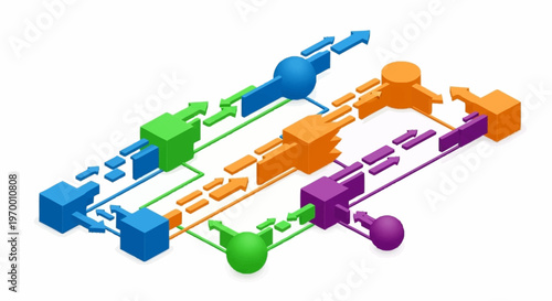 A colorful 3D model of industrial machinery.