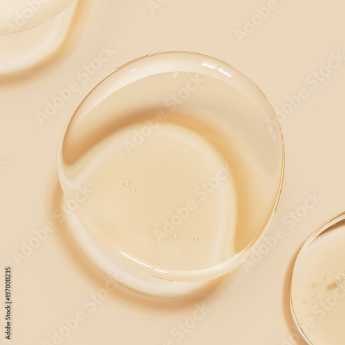 Tableau sur toile Drop of body gel or shampoo pouring from above on beige