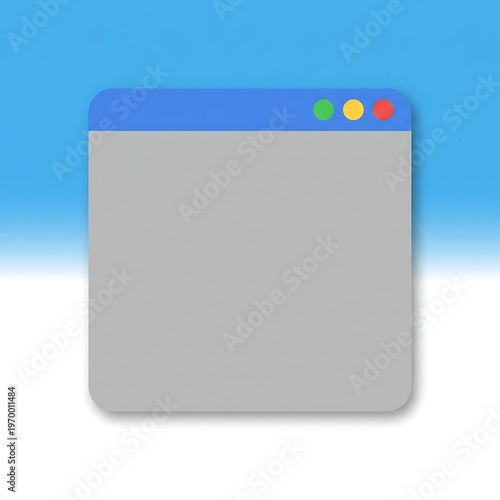 Computer window browser interface with blue top bar and colored buttons on white background  web page design element