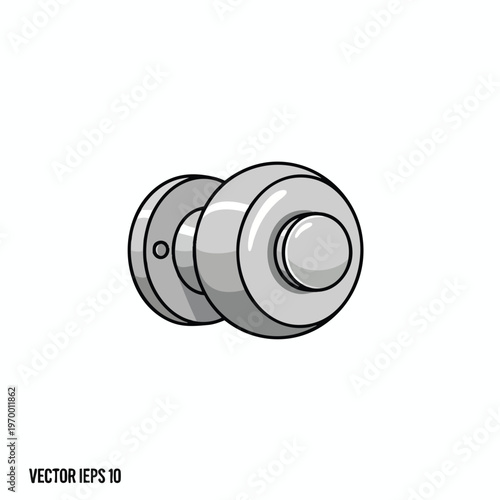 Two gray doorknobs with reflective highlights, shown from the side