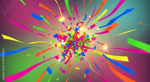 Vibrant Confetti Explosion with Bright Colors and Dynamic Motion.