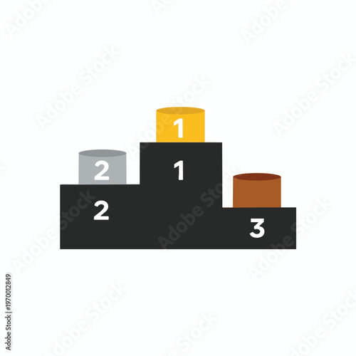 A flat design of a three-tiered podium with numbers 1, 2, and 3 indicating rankings