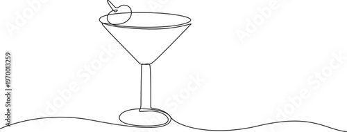 summer vocation drinks glass with fruits continuous one line art drawing vector illustration