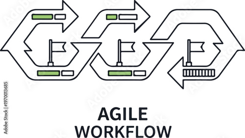 Agile Workflow Business Process Management Icon Cycle Graphic