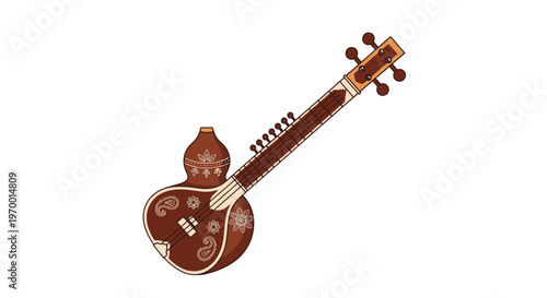 Traditional Indian Tanpura Stringed Musical Instrument