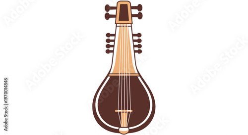 Traditional Indian Tanpura Stringed Instrument Illustration
