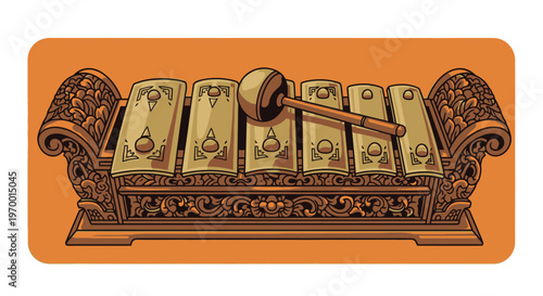 Vintage auction hammer and gold bars on ornate pedestal